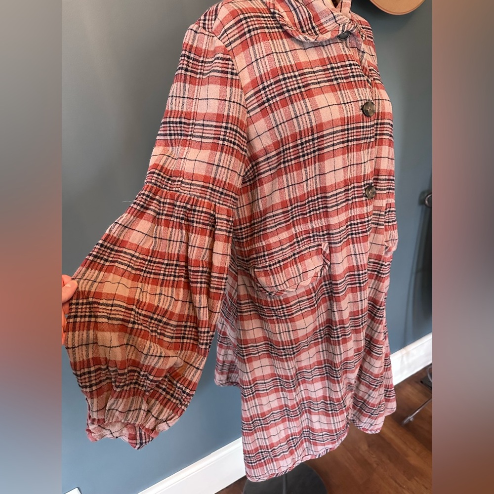 Free People plaid Victorian bell balloon sleeve jacket sz small - Picture 7 of 13